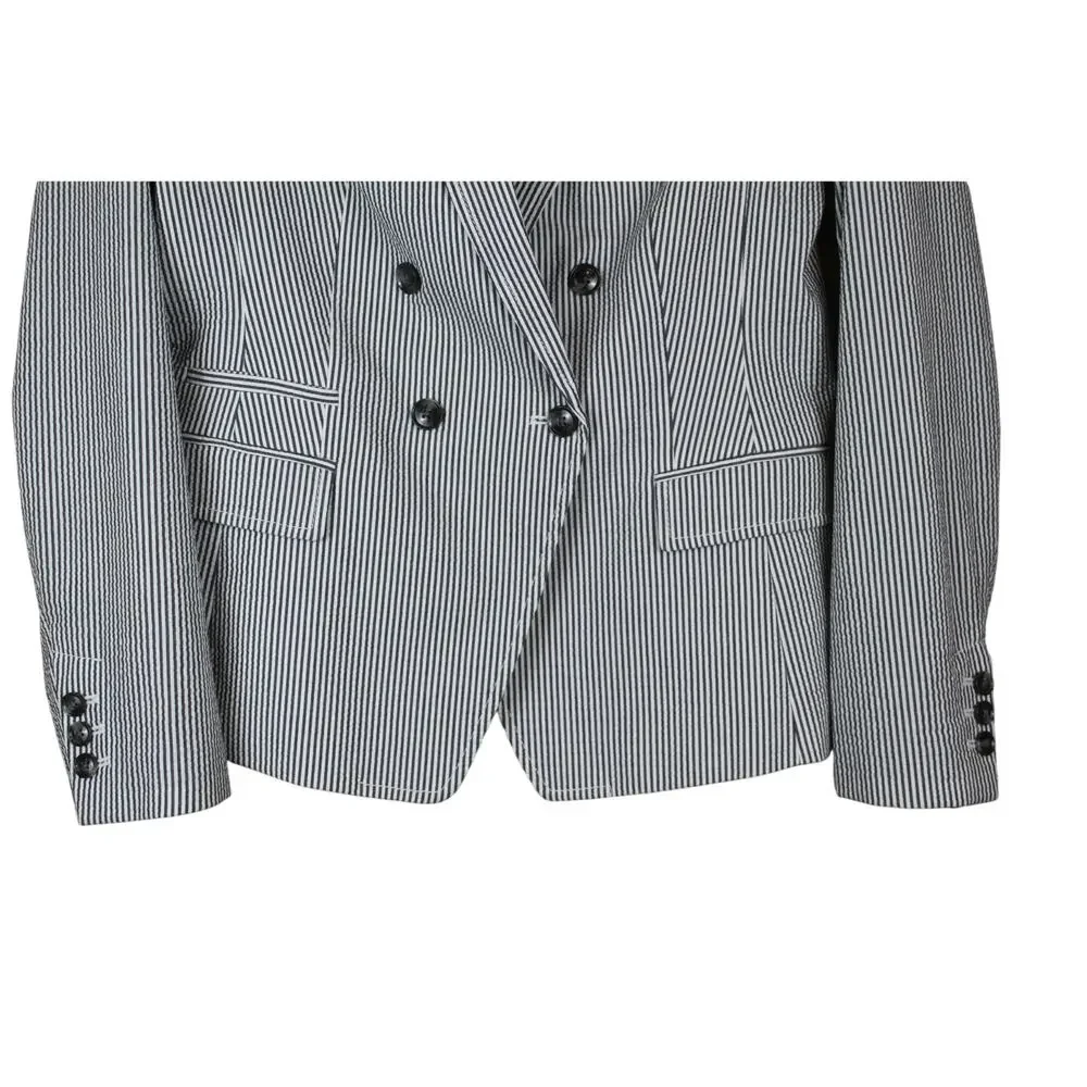 NWT Banana Republic Avery Gray Pinstripe Seersucker Texture Lightweight Suit
